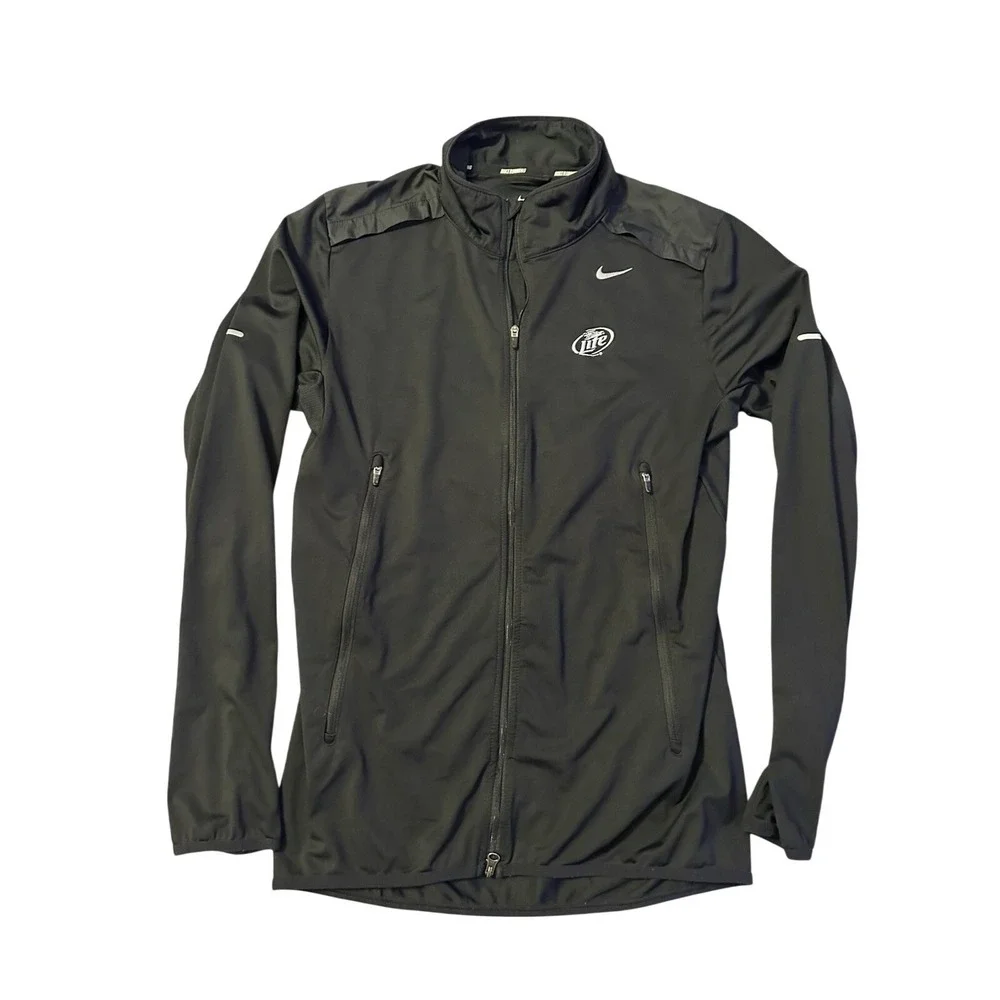 Nike Running Men's Full Zip Jacket Black Reflective Miller Lite‎ Size Small